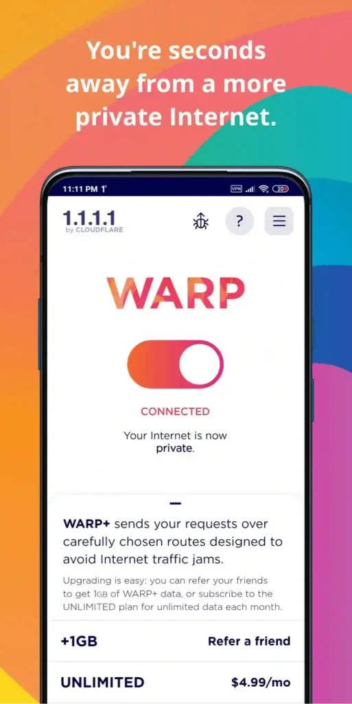 1111 VPN Warp Unlimited Mod Apk 3