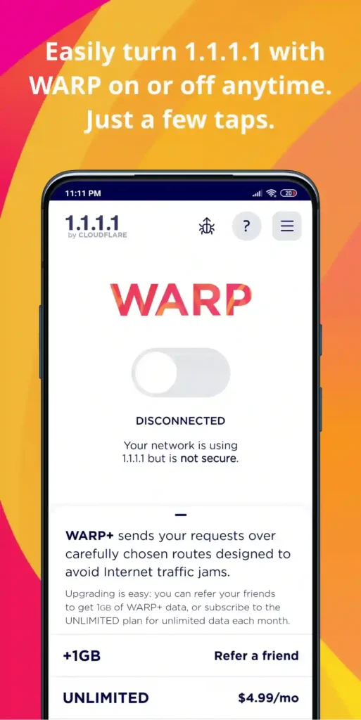 1111 VPN Warp Unlimited Mod Apk 4